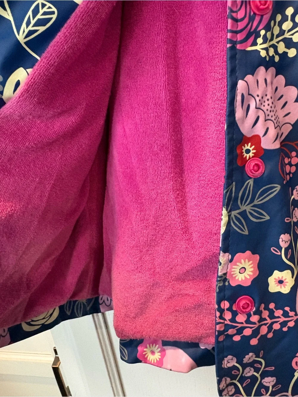 Hatley Navy Floral Raincoat with Pink Accents